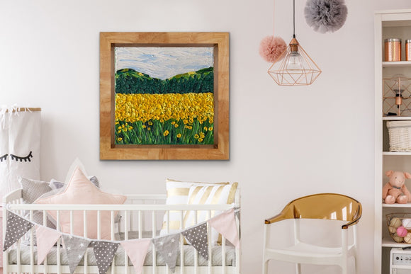 Pointillist yellow flower field