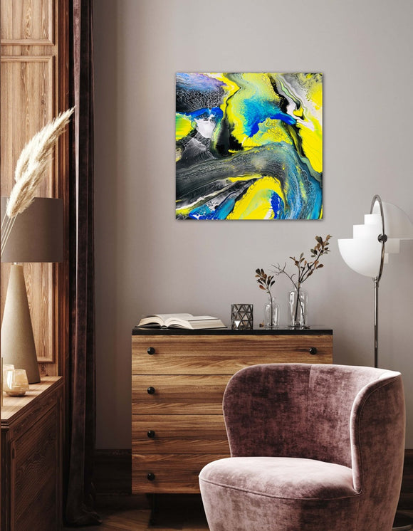 Abstract black yellow blue aesthetics