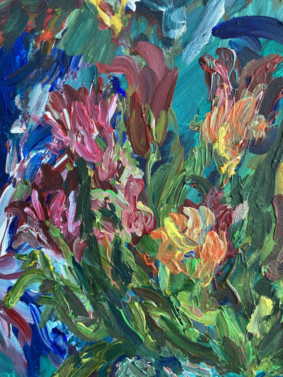 Tulips in a Green Vase