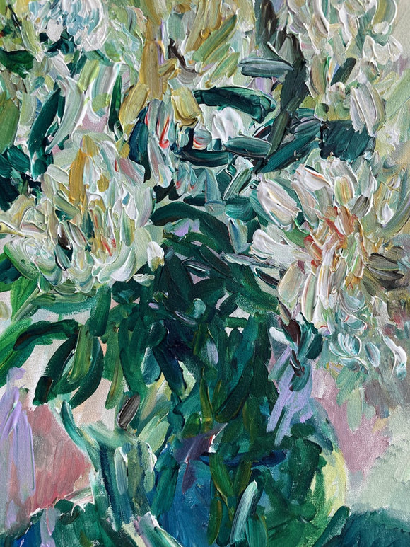 Peonies in a Glass Vase