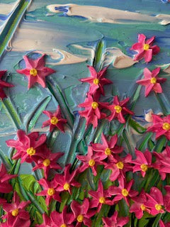 Whimsical floral beachscape