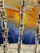 Abstract winter birch tree impasto-7