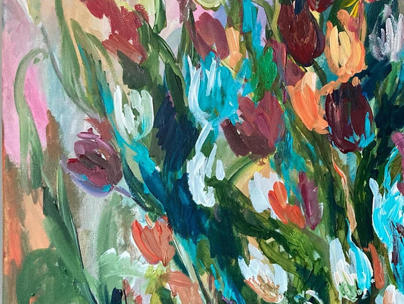 Blue Tulips. Floral Composition