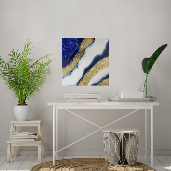 Blue white and gold Geode Mini