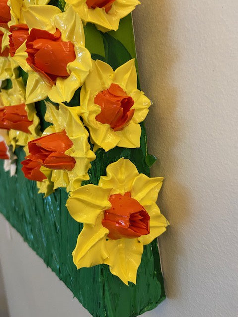 3D daffodils field