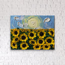 3D sunflower field impasto acrylic painting-7