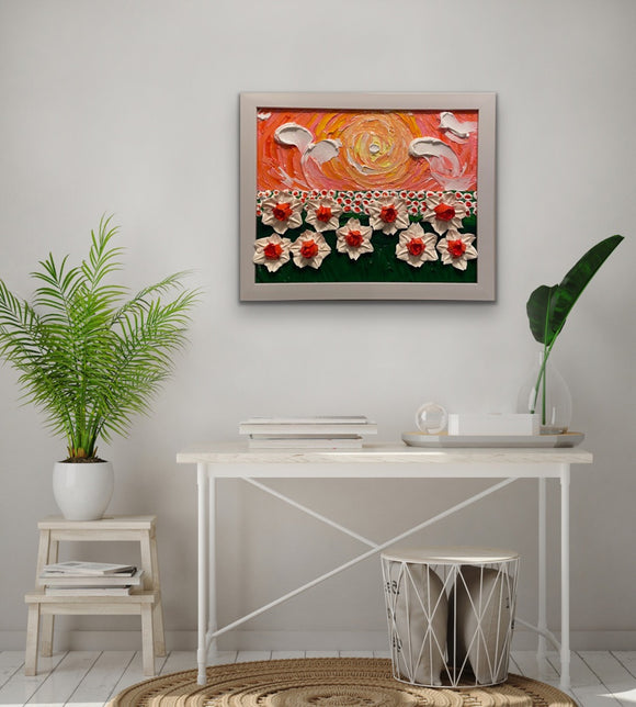 3D daffodils field