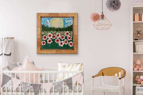 3D whimsical daffodils field