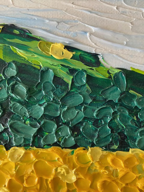 Pointillist yellow flower field