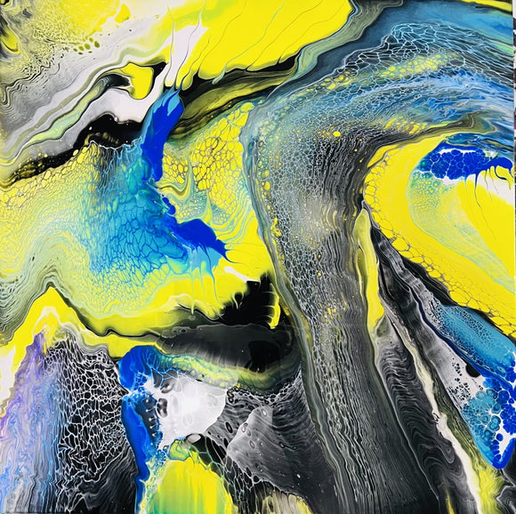 Abstract black yellow blue aesthetics