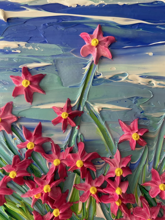 Whimsical floral beachscape
