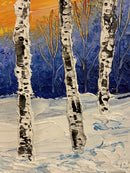 Abstract winter birch tree impasto-9
