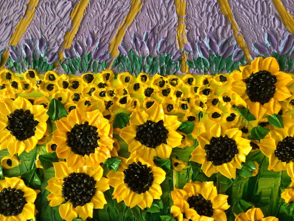 3D Sunflowers and lavender field