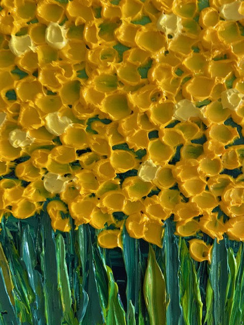 Whimsical yellow flower field