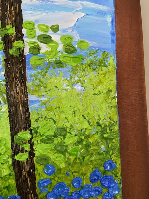 Pointillism landscape bluebell field