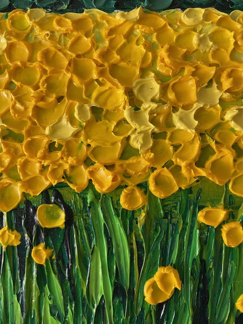 Pointillist yellow flower field