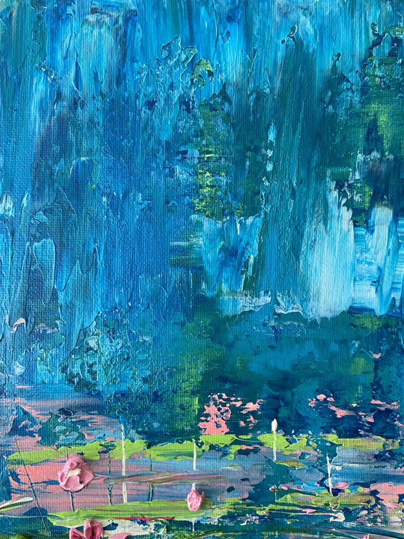 Abstract lily pond impasto