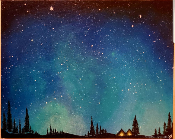 Stargazing and camping in the woods